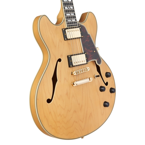 גיטרה חשמלית 1/4 נפח כולל ארגז D'Angelico DELUXE DC (with Stopbar Tailpiece) SATIN HONEY