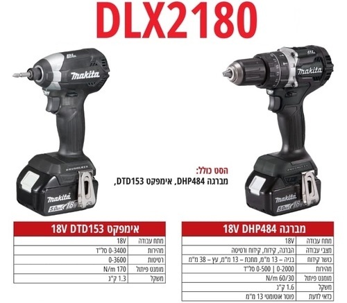 סט מברגות DLX2180 + משחזת 