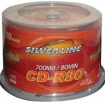 דיסק לצריבה CD-R 700MB x52 CAKE 100 יחידות Silver Line