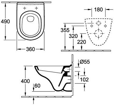אסלה תלויה סדרת O.NOVO גוון לבן Villeroy&boch Germany