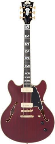 גיטרה חשמלית 1/4 נפח כולל ארגז D'Angelico DELUXE DC Stopbar Tailpiece SATIN TRANS WINE