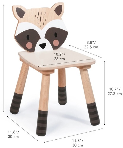כסא מעוצב מעץ מלא מסדרת חיות היער - ראקון