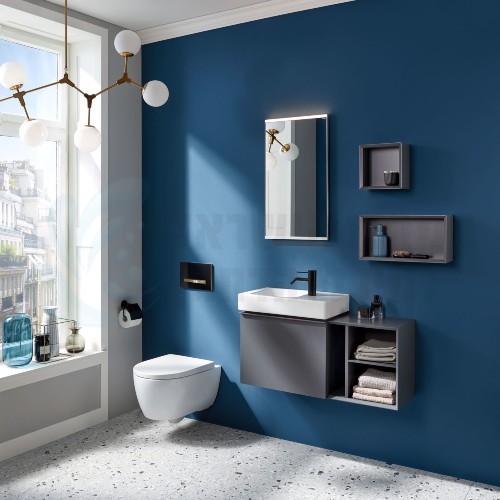 GEBERIT LUXURY | מיכל Sigma + לחצן + אסלה iCON RimFree + מושב אסלה הידראולי גבריט מקורי!