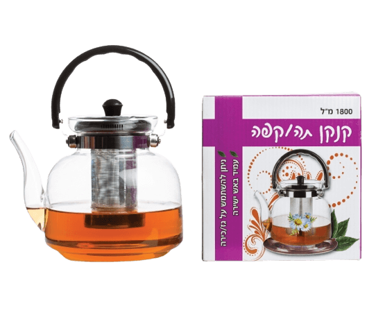 קנקן תה | קפה | ניתן להשתמש בז | כירה | עמיד באש ישירה | 1800 מ"ל
