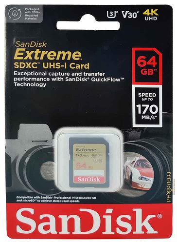 כרטיס זיכרון Sandisk Extreme SDXC 64GB SDSDXV2-064G