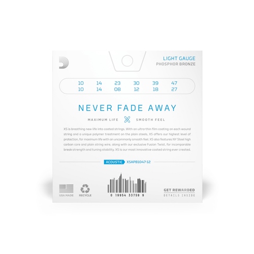 זוית נוספת D'Addario Light Coated 12-string accoustic guitar set