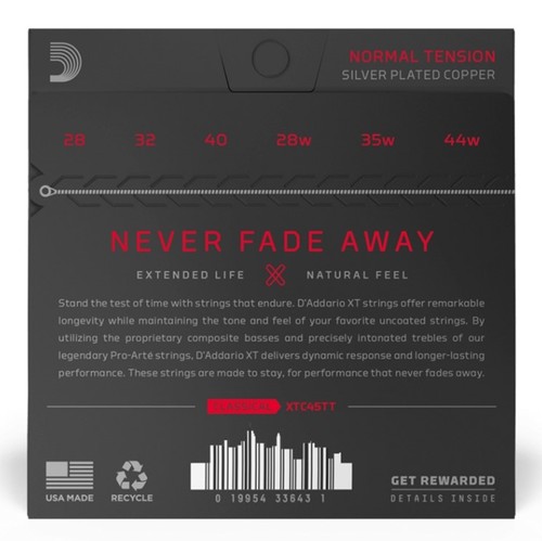 זוית נוספת D'Addario  XTC45TT Coated Classical Guitar Strings