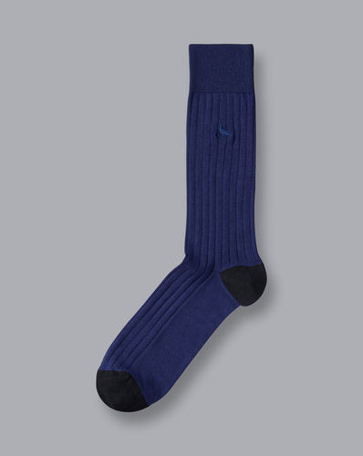 זוג גרביים Navy cotton rib sock