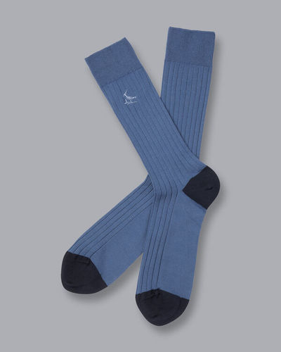 זוג גרביים Indigo blue cotton rib 