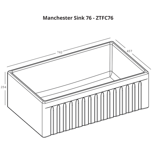 כיור מטבח פסים חרס דגם מנצסטר 76 ס