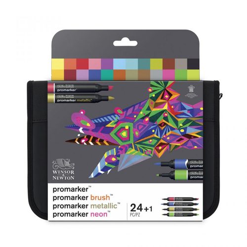 סט 24 מרקרים מקצועיים לאיור בנרתיק Promarker Wallet set (Mixed Marker)