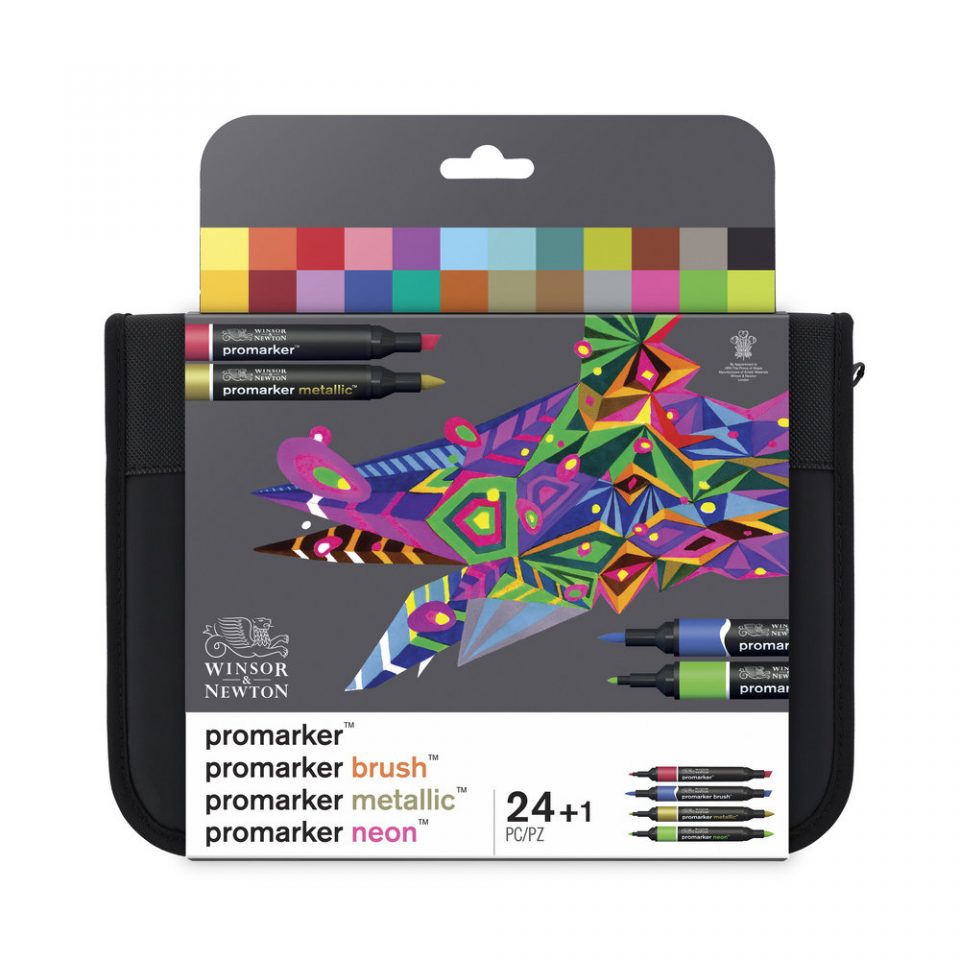 סט 24 מרקרים מקצועיים לאיור בנרתיק Promarker Wallet set (Mixed Marker)
