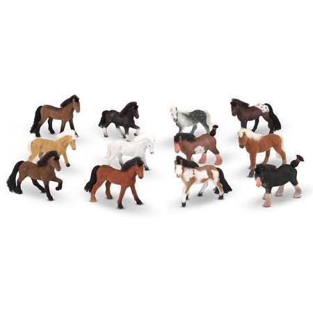 סט 12 דגמי סוסים מפלסטיק במארז עץ