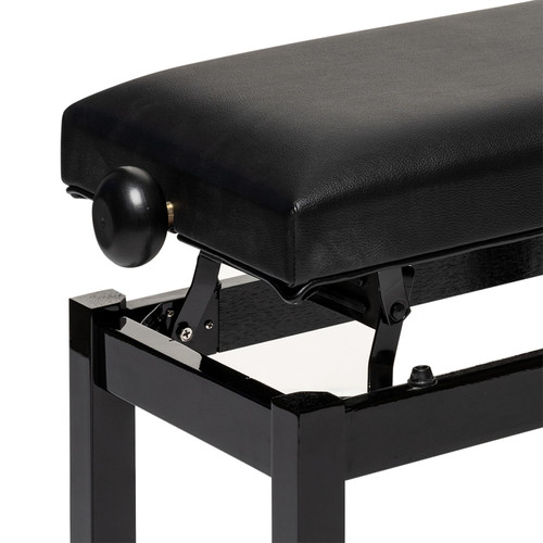 כיסא פסנתר שחור מבריק מושב דמוי עור Stagg PB39 BKP SBK