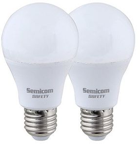 זוג נורות לד בגוון אור יום (לבן) Semicom SAFETY E27 A60 12W סמיקום