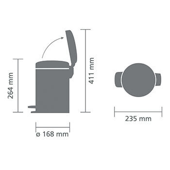 פח אשפה עגול 3 ליטר, לבן Brabantia