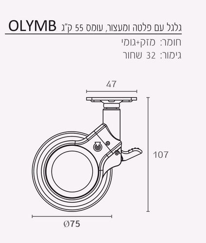 גלגל מעוצב עם מעצור OLYMB