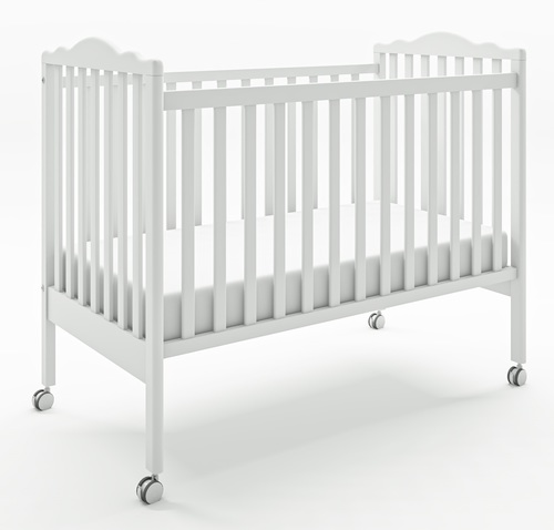 חדר תינוק בל עם שידה ומיטה בקווים מעוגלים ורכים (טריקה שקטה) - לבן