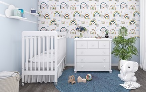 חדר תינוק הראל עם שידה ומיטה בקווים ישרים ונקיים (טריקה שקטה) - לבן