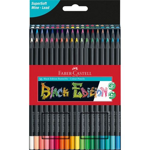 סט 36 עפרונות צבעוניים עץ שחור Black Edition