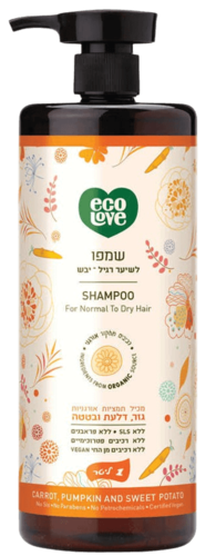 שמפו כתום לשיער רגיל-יבש 1 ליטר ecolove
