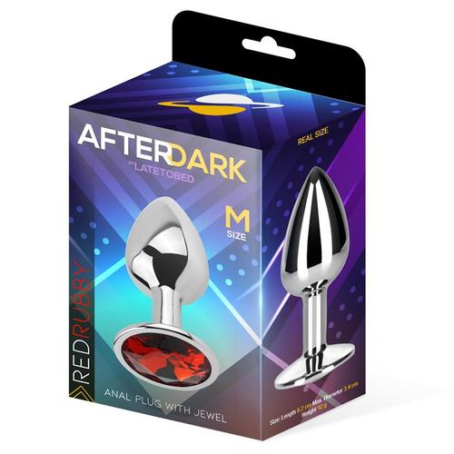 פלאג אנאלי ממתכת בגודל בינוני Afterdark  - Red Rubby