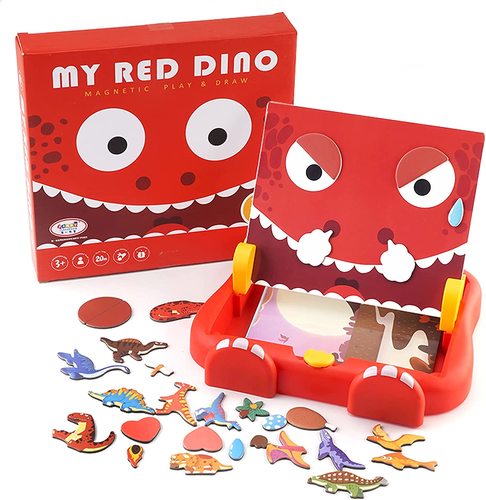 my red dinosaur magnetic play and draw  חל35