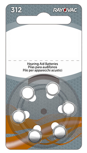 6 סוללות למכשיר שמיעה Rayovac 312 
