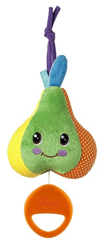 בובת פעילות רכה עם תיבת נגינה וחיבור לעגלה / סלקל / מיטה - אגס