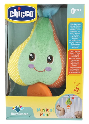 בובת פעילות רכה עם תיבת נגינה וחיבור לעגלה / סלקל / מיטה - אגס