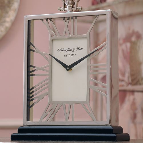  שעון שולחן מרובע כסוף Mantel Clock