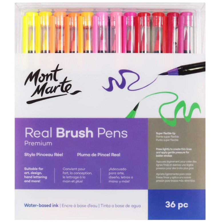 סט 36 טושי מכחול Brush Pens מבית MONT MARTE