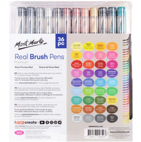 סט 36 טושי מכחול Brush Pens מבית MONT MARTE