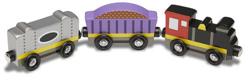 סט רכבת וקרונות מעץ 8 חלקים עם גלגלים בארגז אכסון רב פעמי