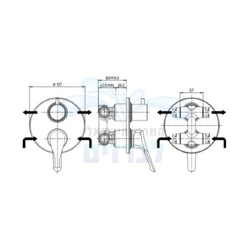מידות אינטרפוץ פאיני CR691SET | סט אינטרפוץ 4 דרך קומפלט Paini CRETA.