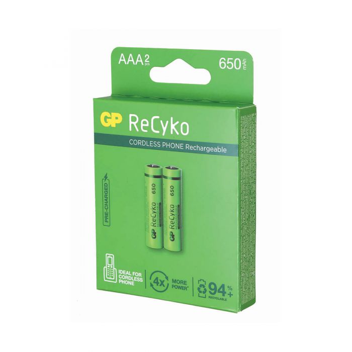 סוללות נטענות GP AAA  ReCyko 650mhA זוג