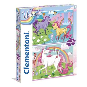 קלמנטוני - זוג פאזלים חד קרן 2x20 חלקים - Clementoni  Puzzle  Believe In Unicorns