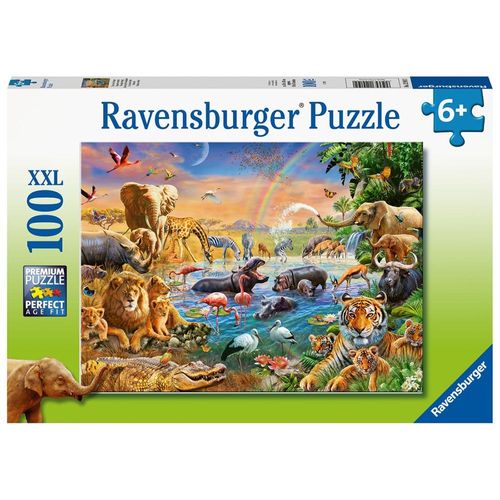 רבנסבורגר - פאזל 100 חלקים מקווה מים בסוואנה - Ravensburger