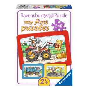 רבנסבורגר הפאזל הראשון שלי פאזל פעוטות 3 ב1 כלי תחבורה  מכונות עבודה  Ravensburger