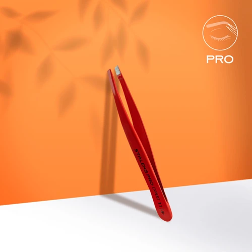 פינצטה לגבות Staleks Pro Expert 11 Type 4r (קצוות משופעים צרים), אדום