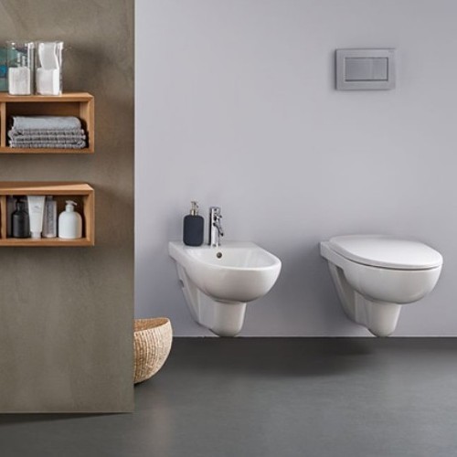 GEBERIT PERFECTO | מיכל Alpha + לחצן אלפא + אסלה Selnova RimFree + מושב אסלה הידראולי סלנובה | ניאגרה גבריט אלפא