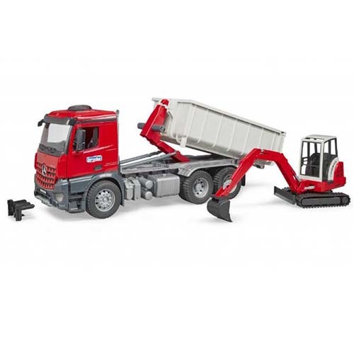 ברודר  MB Arocs Truck with Roll-Off-Container and Schaeff mini exc
