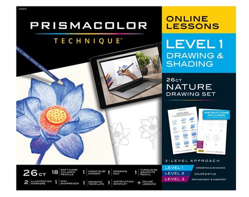 עפרונות פריזמה קולור PRISMACOLOR +ציוד ציור נלווה, ציורי טבע , שלב 1