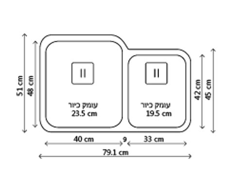 כיור מטבח נירוסטה מיטראני esto4033