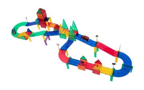 מסלול מכוניות מגנטים פליימאגר  55 חלקים 