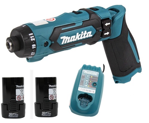 מברגה מתקפלת (מלפפון) נטענת + מטען ו-2 סוללות Makita DF012D 7.2V מקיטה