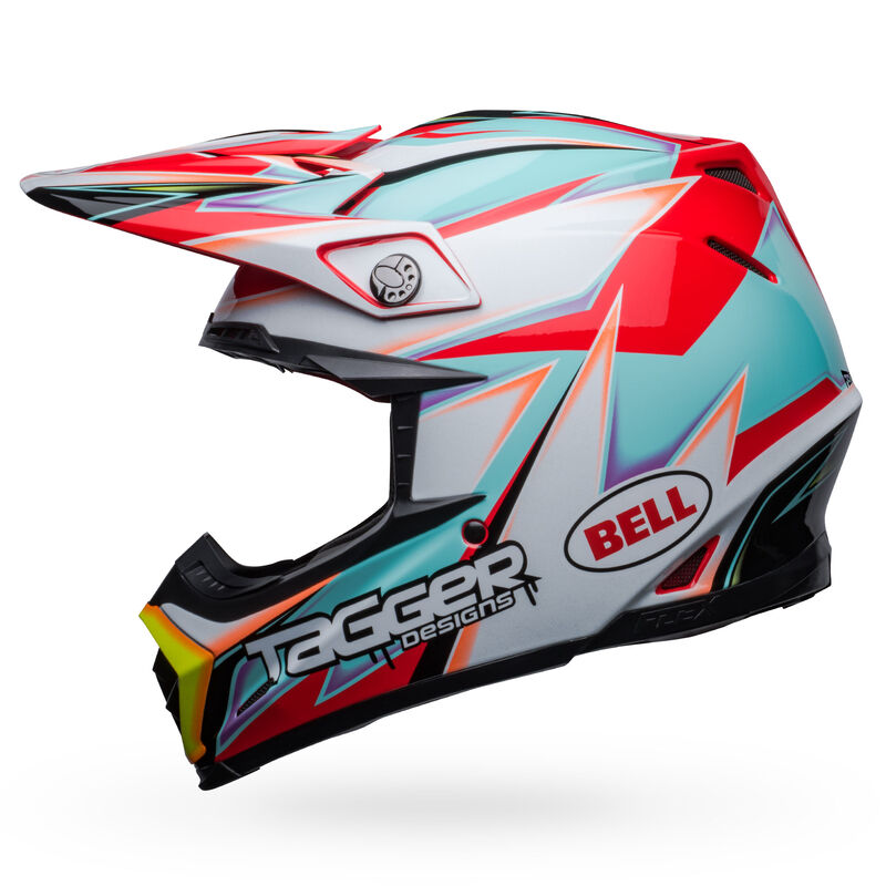 קסדה לאופנוע BELL MOTO 9S FLEX 2023 TAGGER EDGE GLOSS WHITE/AQUA
