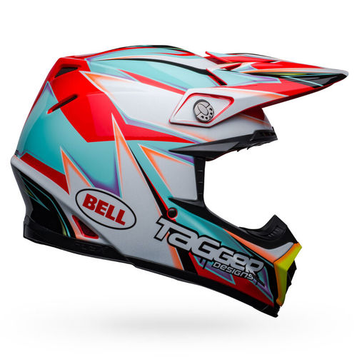 קסדה לאופנוע BELL MOTO 9S FLEX 2023 TAGGER EDGE GLOSS WHITE/AQUA