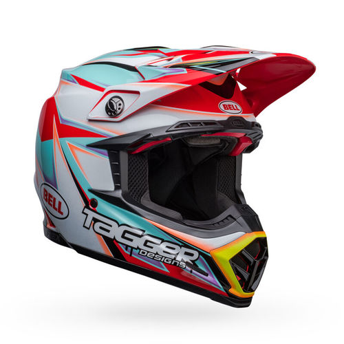 קסדה לאופנוע BELL MOTO 9S FLEX 2023 TAGGER EDGE GLOSS WHITE/AQUA