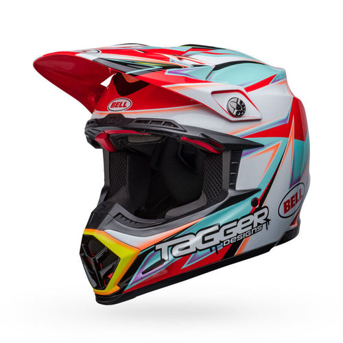 קסדה לאופנוע BELL MOTO 9S FLEX 2023 TAGGER EDGE GLOSS WHITE/AQUA